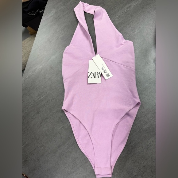 Zara Lilac Two Way Stretch Cotton Bikini Cut Bodysuit - Picture 3 of 8